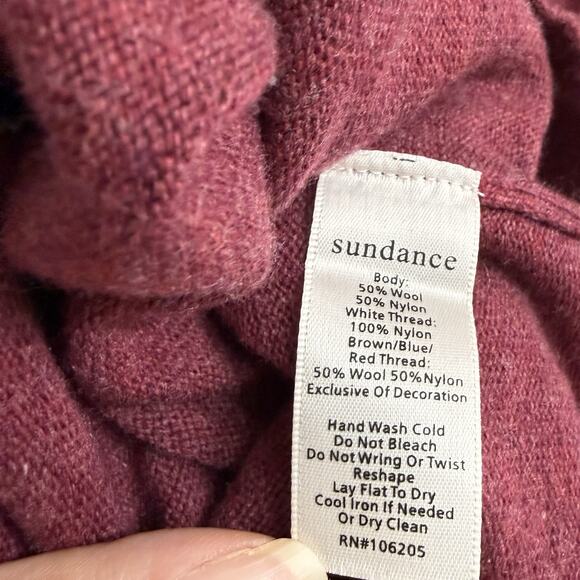 Sundance Laid Back Fuzzy Llama Wool Blend Burgundy Sweater Pullover Small - Picture 10 of 10